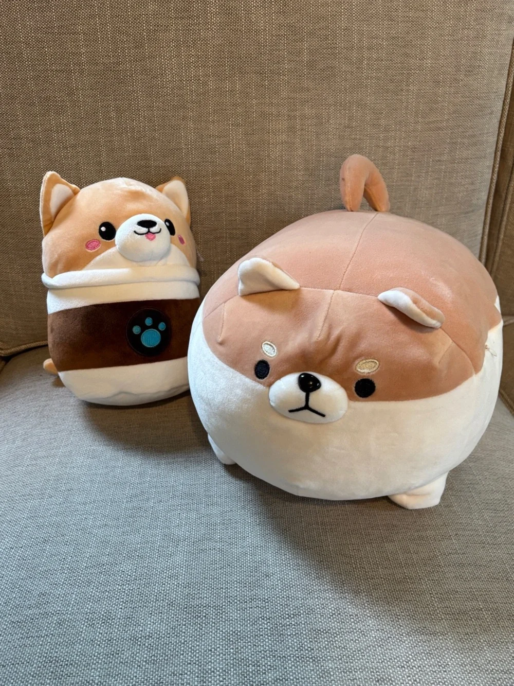 Soft Tan and White Corgi/Shiba Inu Plush Dog Toy by
